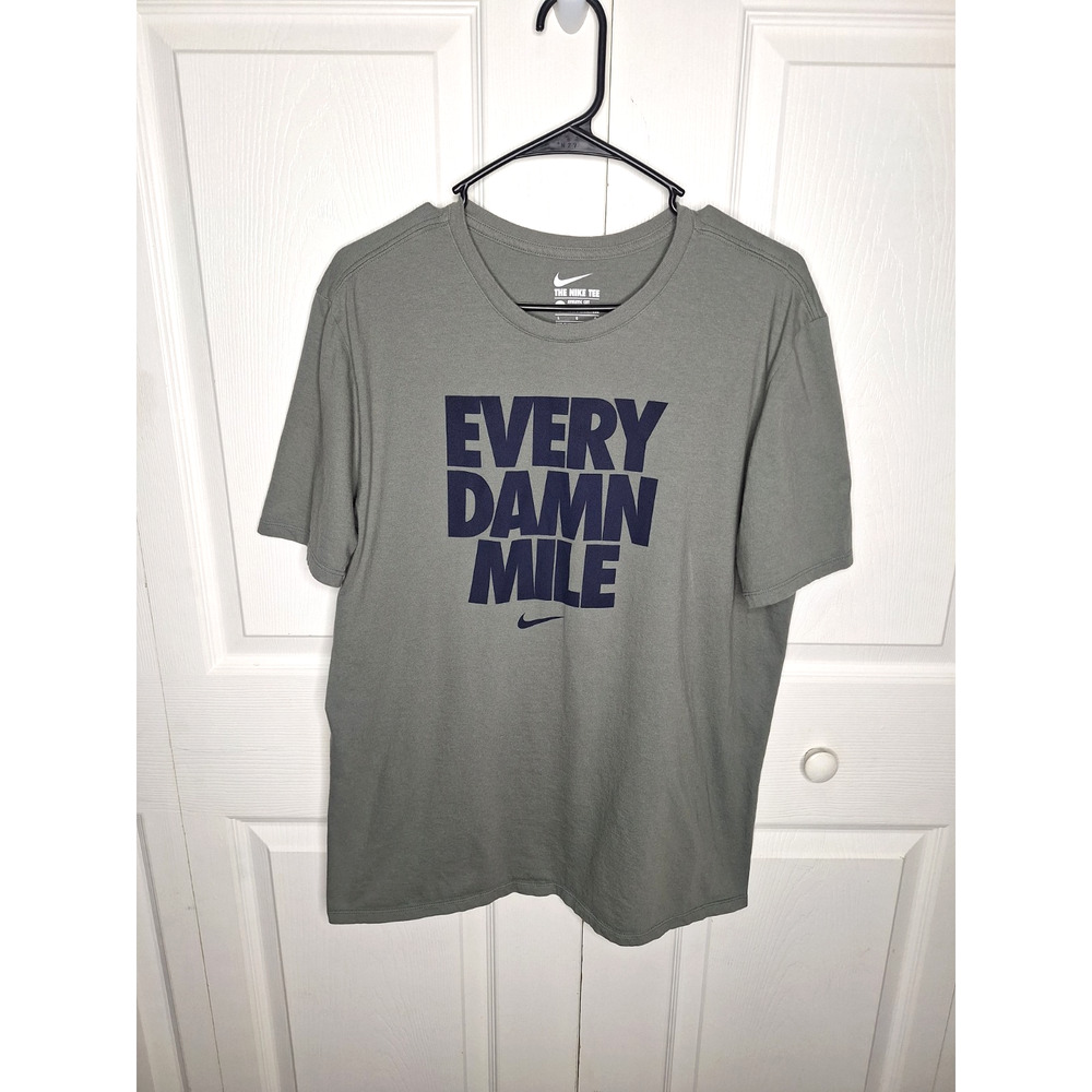 Nike Every Damn Mile Gray Blue Short Sleeve T Shirt Men's size Large